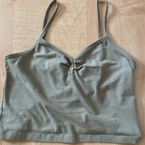 small cropped green tank with buttons *i accept all offers!*